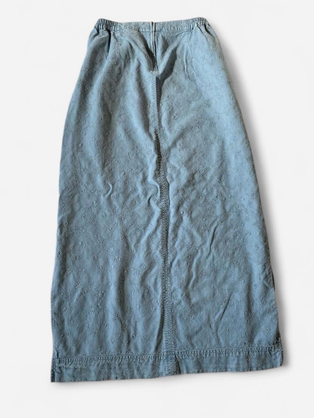 Vintage Valerie Stevens Embroidered Denim Maxi Skirt Sz‎ XL Fairy Whimsigoth Y2K